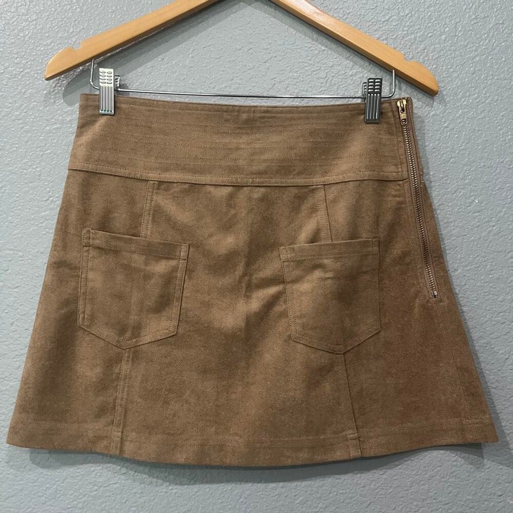 Mona b. A-line Brown faux suede mini skirt size M